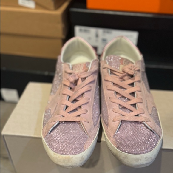 GOLDEN GOOSE ANTIQUE PINK FINE GLITTER SNEAKER 38/8 PREOWNED - Picture 4 of 9